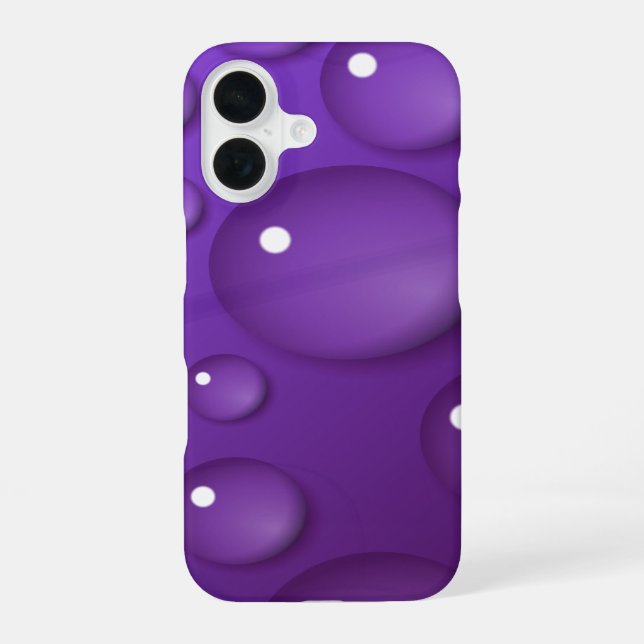 Lila Wassertropfenmuster iPhone 16 Hülle (Rückseite)