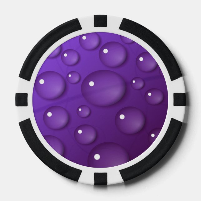 Lila Wassertropfmuster Pokerchips (Vorderseite)