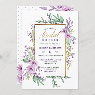 Lila Watercolor & Elegantes Script Brautparty Einladung
