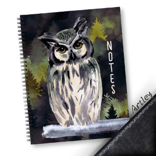 Lila Watercolor Forest Owl Persönliches Journal Notizbuch