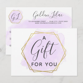 Lila Watercolor- & Gold-Geschenkgutschein Einladung