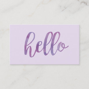 Lila Watercolor Hello Typografy Visitenkarte