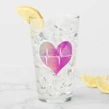 Lila Watercolor-Herz EKG