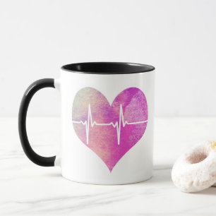Lila Watercolor-Herz EKG Tasse