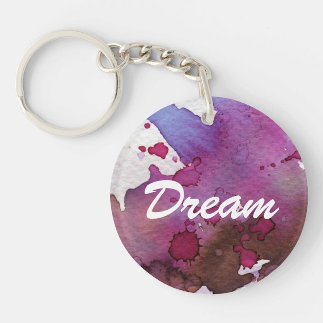 Lila Watercolor-Hintergrund Schlüsselanhänger (Vorderseite)