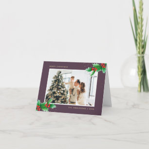 Lila Watercolor Holly Berries Foto Weihnachten