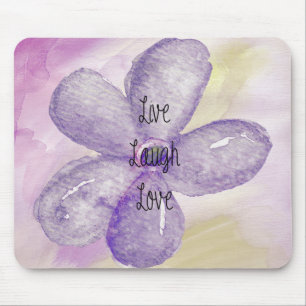 Lila Watercolor Live, Lachen, Liebe Blume Mousepad
