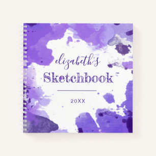 Lila Watercolor Personalisiert Artist-Skizzenbuch Notizbuch