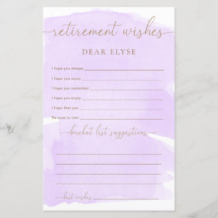 Lila Watercolor-Rentirement-Wünsche