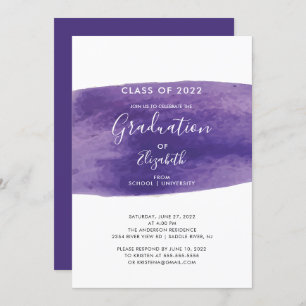 Lila Watercolor Wash Graduation Party - Einladung