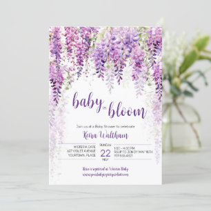 Lila Watercolor Wisteria Kinderdusche Einladung