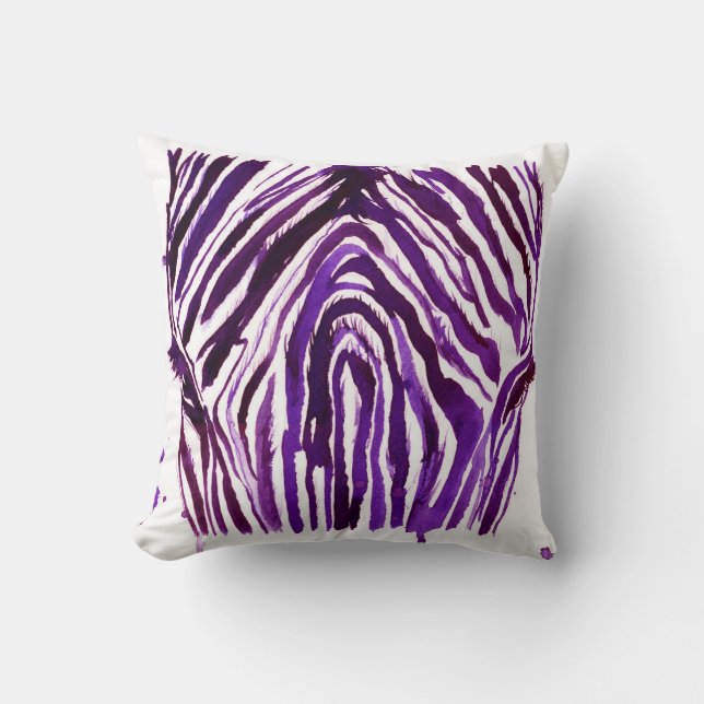 Lila WatercolorZebra Kissen (Vorderseite)