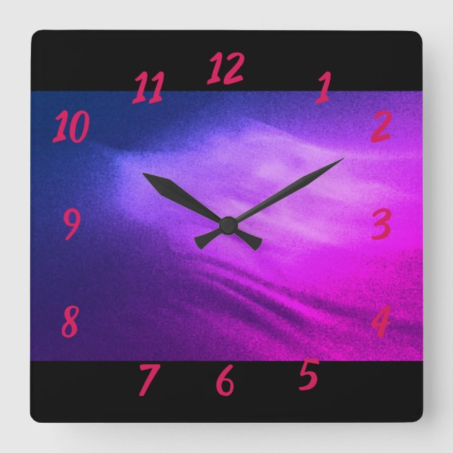 Lila Waves Quadratische Wanduhr (Vorderseite)