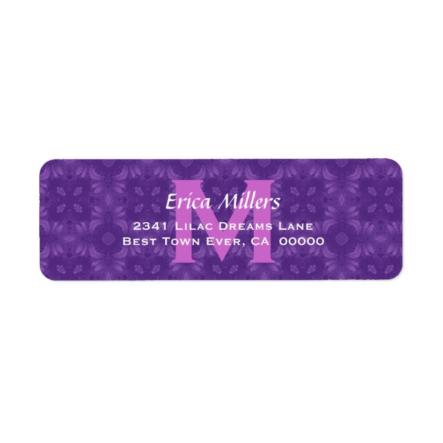 Lila Wedding Monogram Address Label V10 (Vorne)