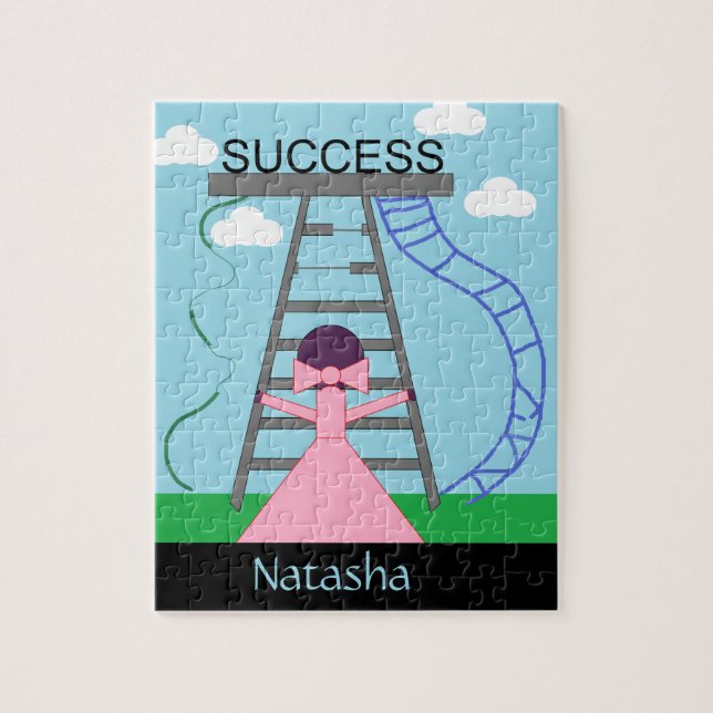 Lila weibliche Abbildung sucht Erfolg Puzzle (Vertikal)