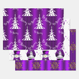 Lila Weihnachten Geschenkpapier Set