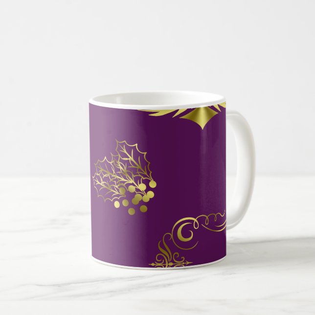 Lila Weihnachten Kaffeetasse (VorderseiteRechts)