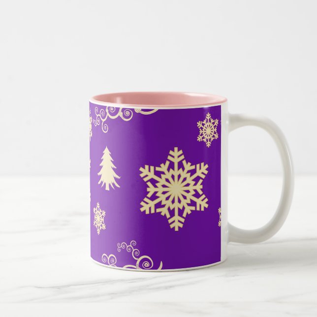 Lila Weihnachten Zweifarbige Tasse (Rechts)