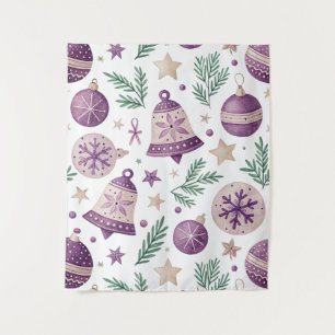 Lila Weihnachts-Tapete – Kleine Festtags-Wanddekor Wandteppich