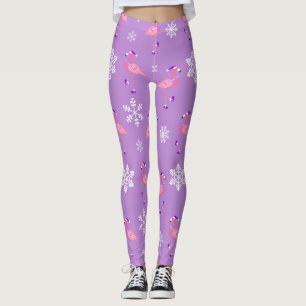 lila Weihnachts-Weihnachtsmann-Flamingo Leggings