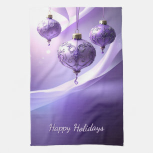 Lila Weihnachtsball-Feiertag-Küchentuch Geschirrtuch