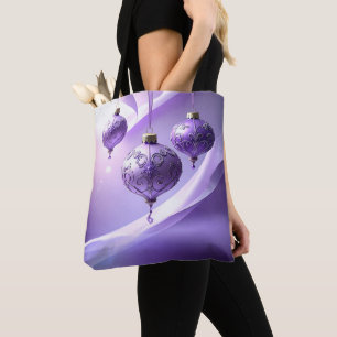 Lila Weihnachtsball-Feiertags-Tragetasche