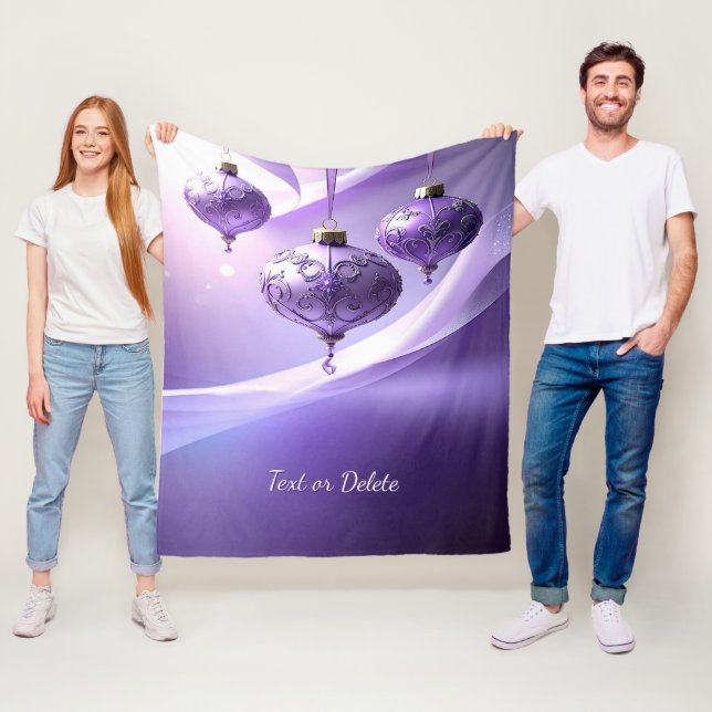 Lila Weihnachtsball-Flanelldecke Fleecedecke (Beispiel)