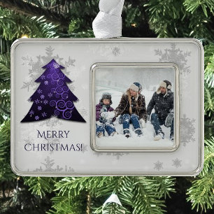 Lila Weihnachtsbaum Gerahmte Ornamente Rahmen-Ornament Silber
