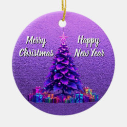 Lila Weihnachtsbaum Keramik Ornament