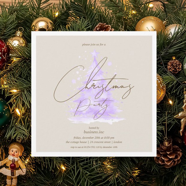 Lila Weihnachtsbaumfeier Einladung (Corporate Purple Christmas Tree Holiday Party Invitation)