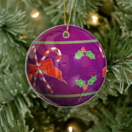 Lila Weihnachtsbirne Keramik Ornament