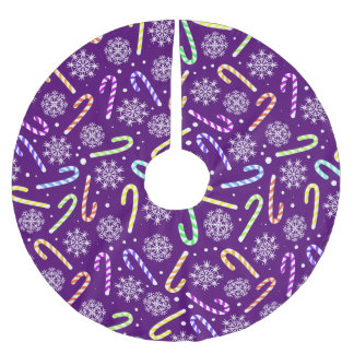 Lila Weihnachtscreme mit Schneeflocken Polyester Weihnachtsbaumdecke