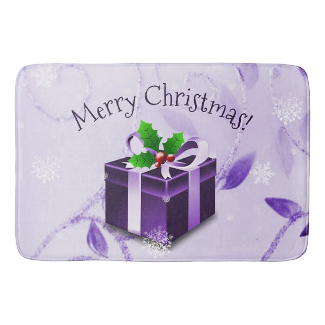 Lila Weihnachtsgeschenk Bath Mat Badematte (Vorderseite)
