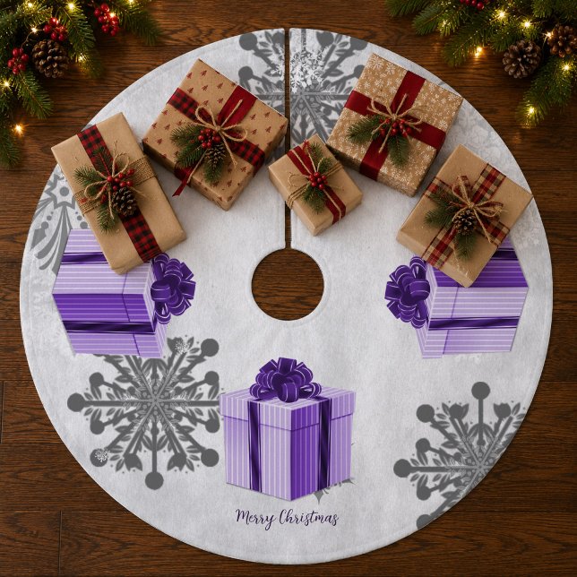 Lila Weihnachtsgeschenk Treppenhaus Fleece Weihnachtsbaumdecke (Purple Christmas Gift Tree Skirt)