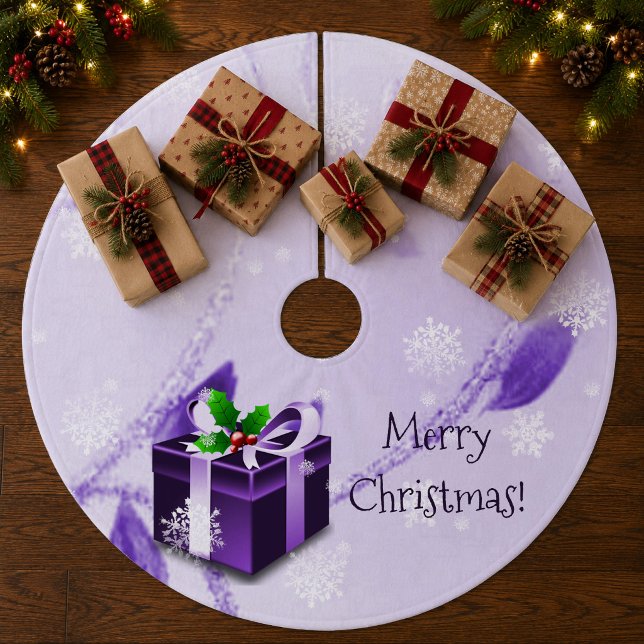 Lila Weihnachtsgeschenk Treppenhaus Fleece Weihnachtsbaumdecke (Purple Christmas Gift Tree Skirt)