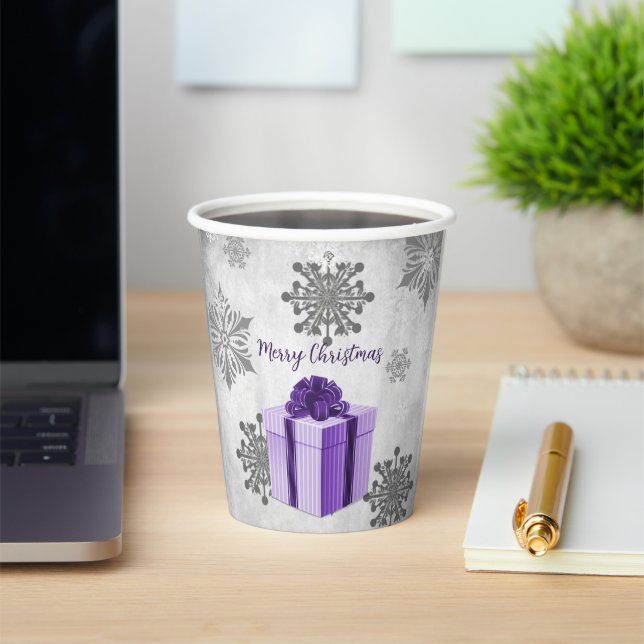 Lila Weihnachtsgeschenke Weihnachtszeitpapier-Cup Pappbecher (InSitu)