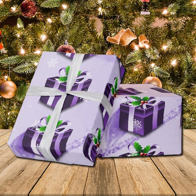 Lila Weihnachtsgeschenkpapier Geschenkpapier (Purple Christmas Gift Wrapping Paper)