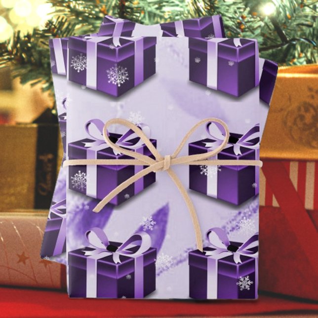 Lila Weihnachtsgeschenkpapier Geschenkpapier Set (Purple Christmas Gift Wrapping Paper)