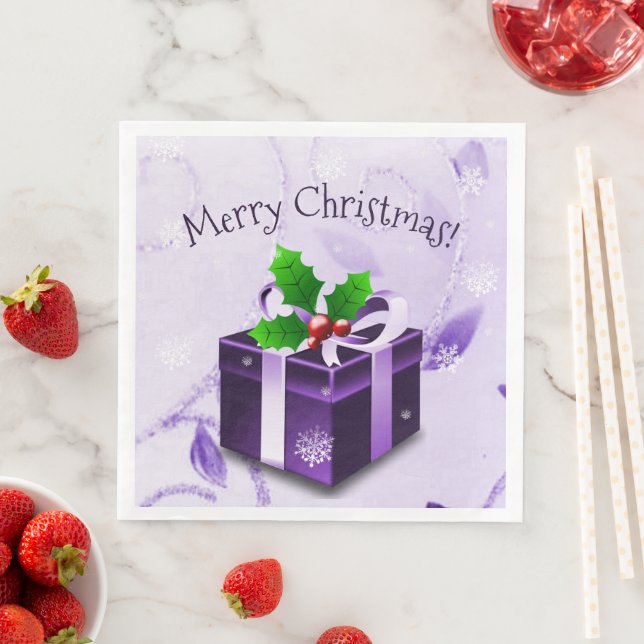 Lila Weihnachtsgeschenkpapier Napkin Serviette (Beispiel)