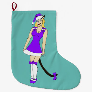 Lila Weihnachtskater Großer Weihnachtsstrumpf