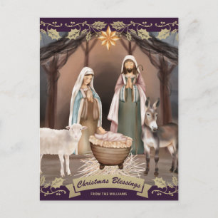 Lila Weihnachtskrippe Christlich Weihnachten