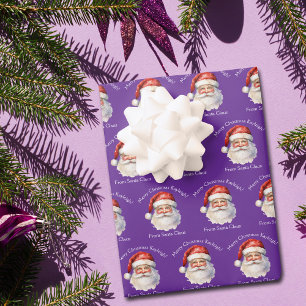 Lila Weihnachtsmann benutzerdefinierte Kinder Weih Geschenkpapier Set