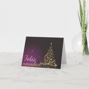 Lila Weihnachtsmotiv mit goldenem Weihnachtsbaum Karte