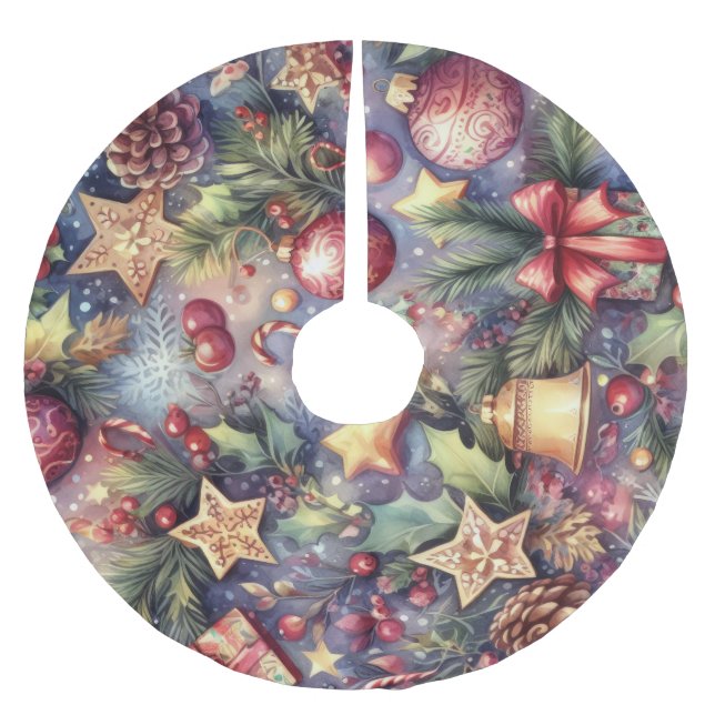 Lila Weihnachtsmotive Polyester Weihnachtsbaumdecke (Vorderseite)