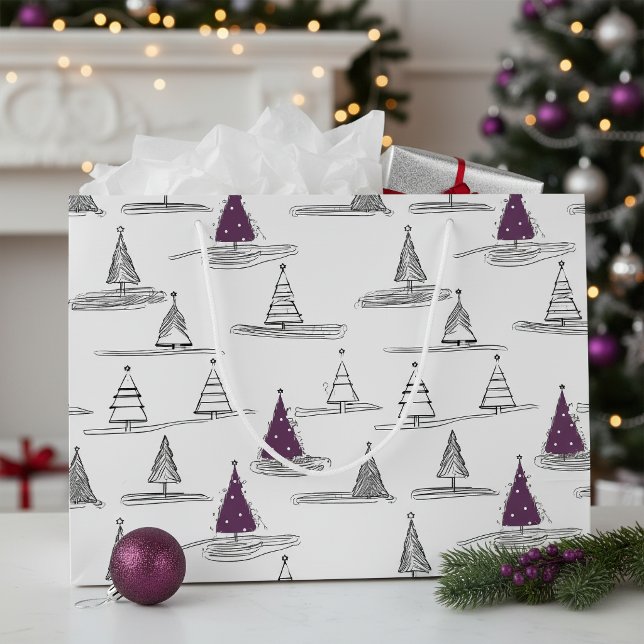Lila Weihnachtsmuster#5 ID1009 Große Geschenktüte (Von Creator hochgeladen)