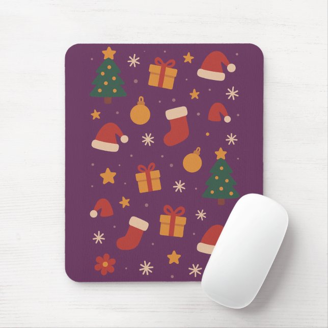 Lila Weihnachtsmuster Ästhetik – Süße Feiertage  Mousepad (Mit Mouse)