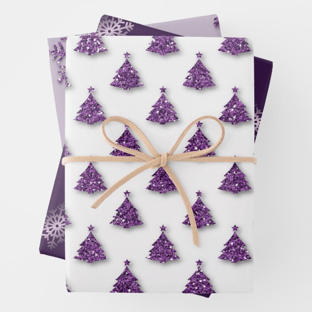 Lila Weihnachtsmuster Geschenkpapier Set (Beispiel)