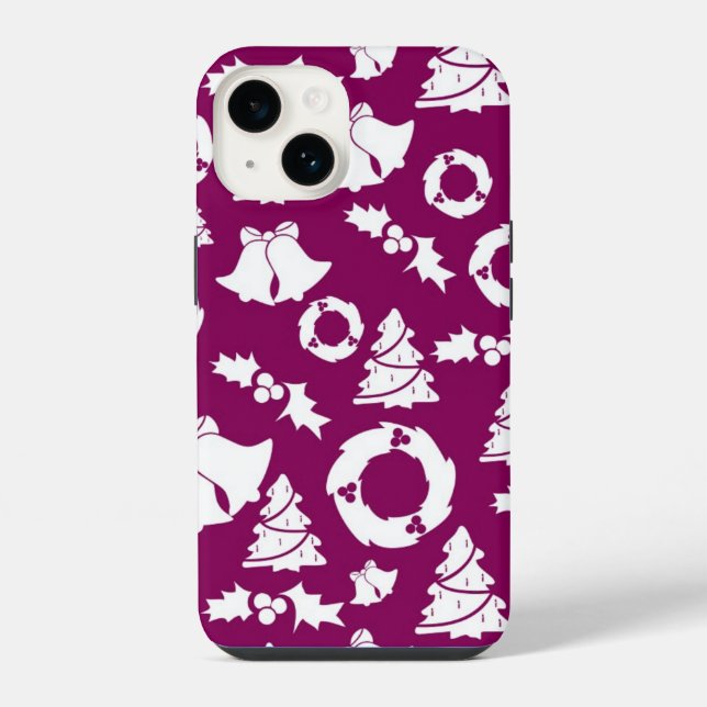 Lila Weihnachtsmuster iPhone Hülle (Rückseite)