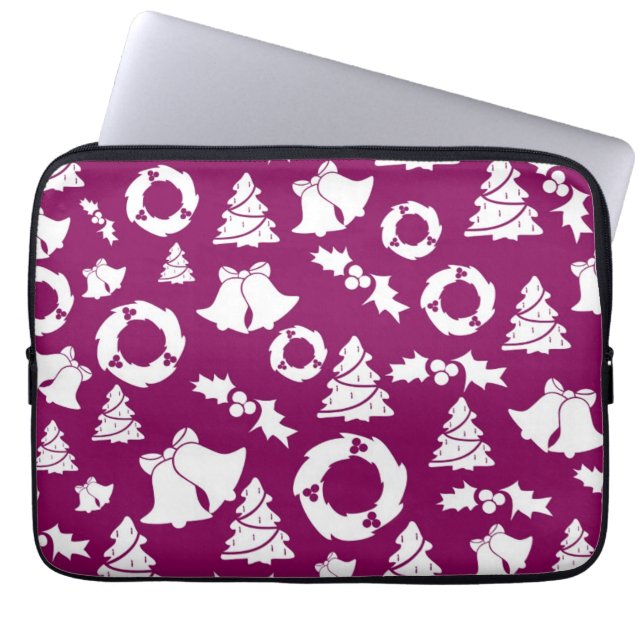 Lila Weihnachtsmuster Laptopschutzhülle (Vorderseite)