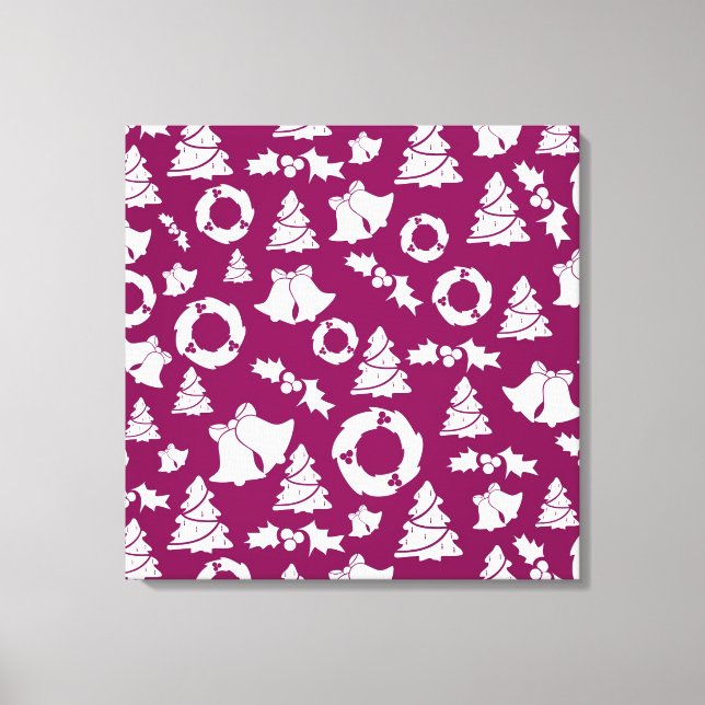 Lila Weihnachtsmuster Leinwanddruck (Vorderseite)